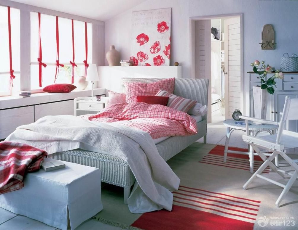 北欧风格婚房卧室装修效果图大全2014图片