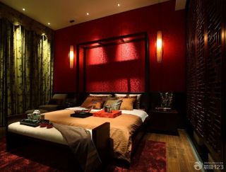 中式风格100平婚房卧室设计装修效果图