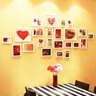简约时尚70平婚房餐厅照片墙装修图片