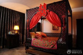 中式婚房卧室装修效果图大全2014图片