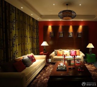 最新中式婚房20平米客厅装修设计图片