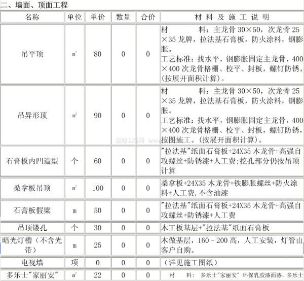 装修报价清单