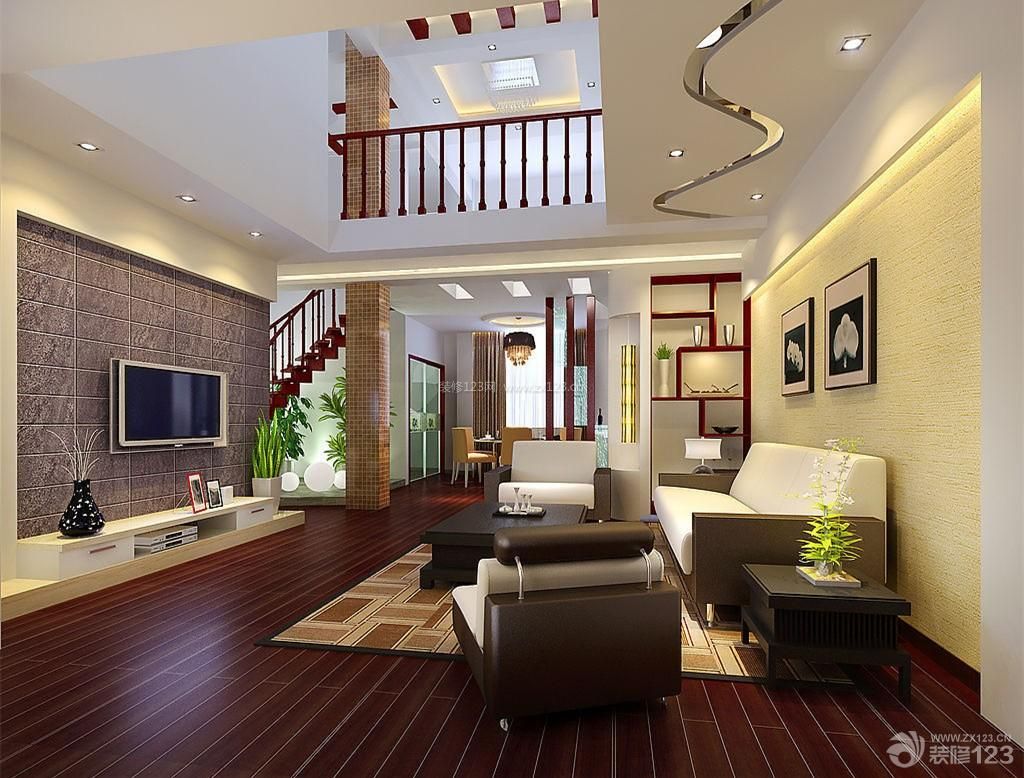 2014最新时尚复式楼客厅装修设计效果图片
