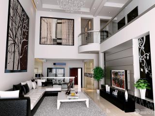 现代时尚小平米复式楼客厅装修设计效果图
