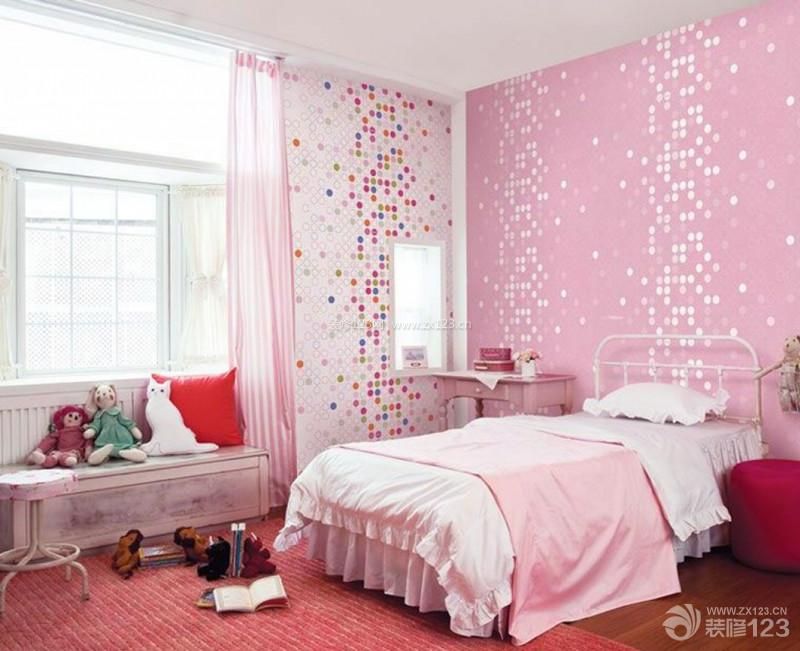 粉色女生卧室装修设计效果图片