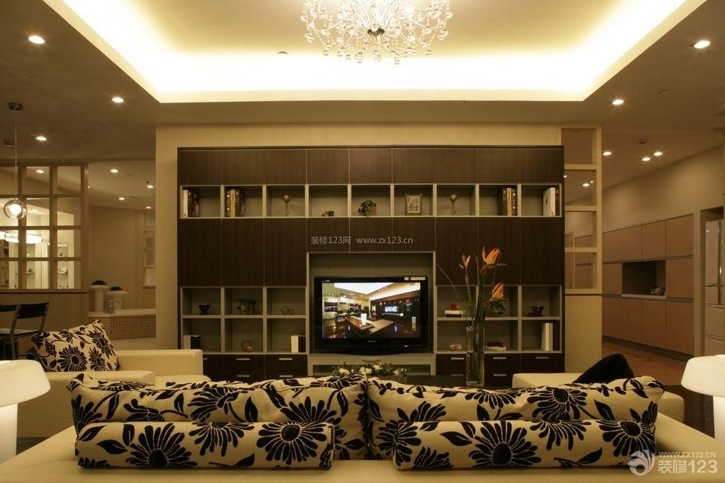 现代风格客厅电视组合柜设计实景图