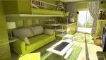 绿色调一居室装修设计效果图