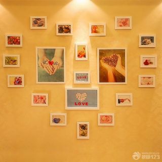 温馨心形照片墙设计图片