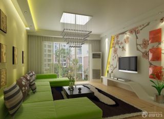 绿色客厅沙发装饰设计效果图