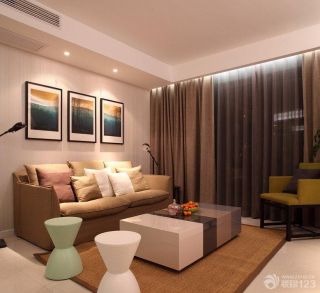 两室一厅简约风格设计多人沙发效果图