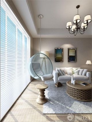 现代混搭风格室内客厅吊椅装修效果图