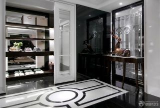 180平米现代风格黑白瓷砖贴图效果图设计