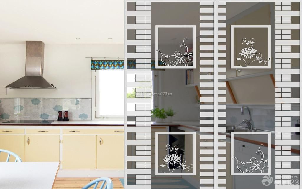 钢化玻璃隔断 厨房橱柜颜色效果图