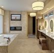 220平米别墅室内浴室米白色瓷砖设计效果图