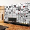 现代时尚3d艺术瓷砖电视背景墙装饰设计效果图