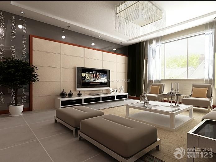 新中式风格 家庭电视背景墙 