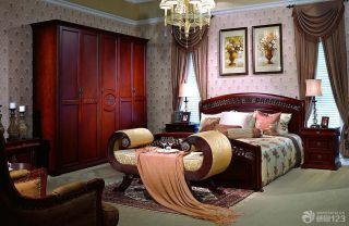 欧式古典家具床头背景墙装修效果图