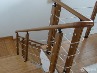 简约室内木楼梯扶手装修样板间设计