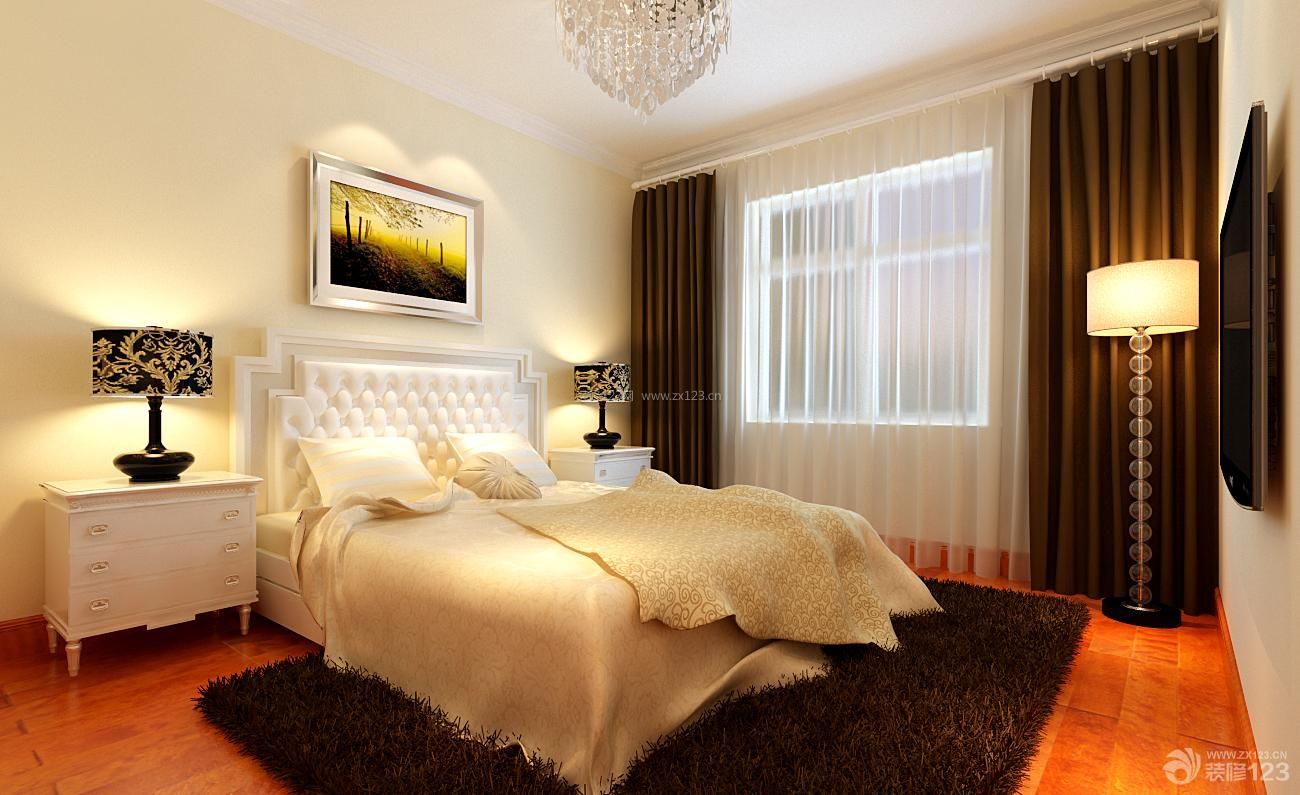 现代简约家具最新卧室窗帘布艺装修效果图