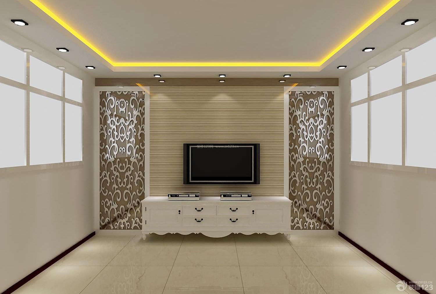 现代风格两居室新房客厅液晶电视背景墙装修效果图
