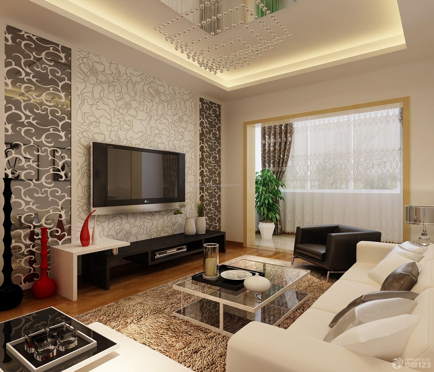 现代设计风格 家庭客厅装修效果图 