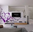时尚手绘电视背景墙装修设计效果图片
