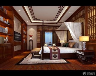 中式家装别墅室内设计新房卧室装修效果图