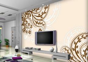 高清分层抽象花纹手绘欧式电视背景墙设计图片