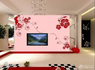 2014现代风格手绘电视背景墙装修图片