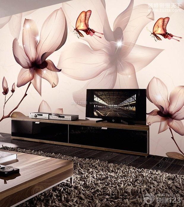 现代风格客厅手绘电视背景墙装修效果图