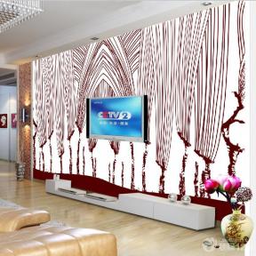 绚丽手绘抽象树电视背景墙装修效果图