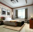 新中式风格大卧室床头背景墙装修图