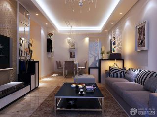 现代设计风格正方形客厅多人沙发装修效果图