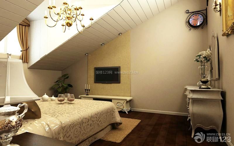 欧式风格别墅阁楼卧室装修效果图片
