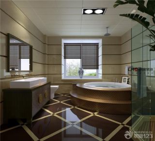 欧式家装设计大卫生间圆形浴缸效果图