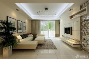 现代家居 长方形客厅 泛白色地砖