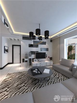 现代设计风格大客厅室内地毯装修效果图