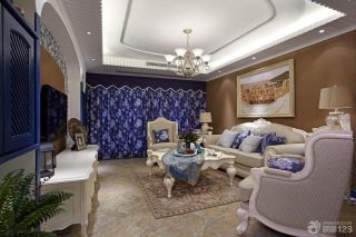 地中海风格设计时尚客厅室内吊顶效果图