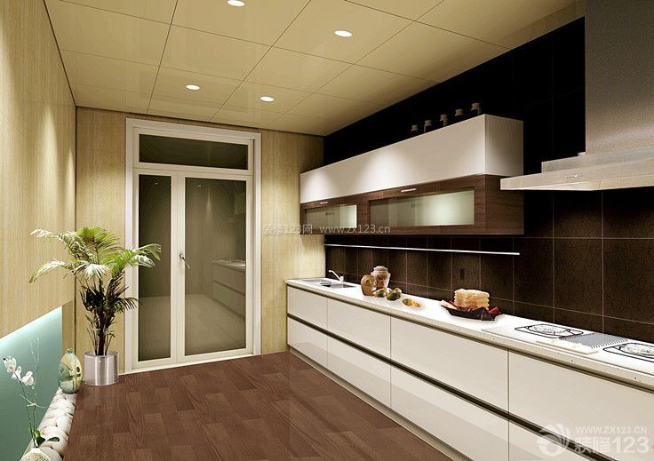 现代白色厨房铝扣板装修案例欣赏