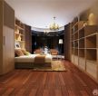现代设计风格大卧室深褐色木地板装修图
