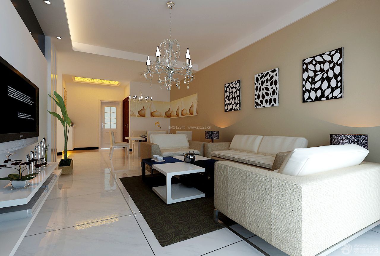 现代设计风格家居客厅沙发背景墙装修效果图