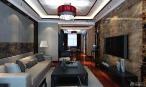 新中式风格 正方形客厅 中式吊灯