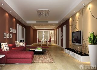现代风格颜色搭配长方形客厅转角沙发装修图