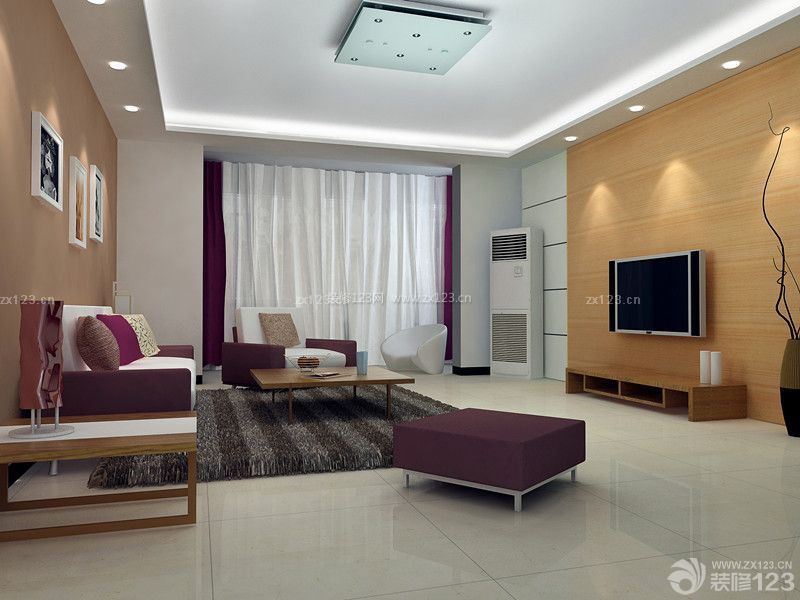 紫色魅力家居110平米房子三室一厅室内客厅设计图片