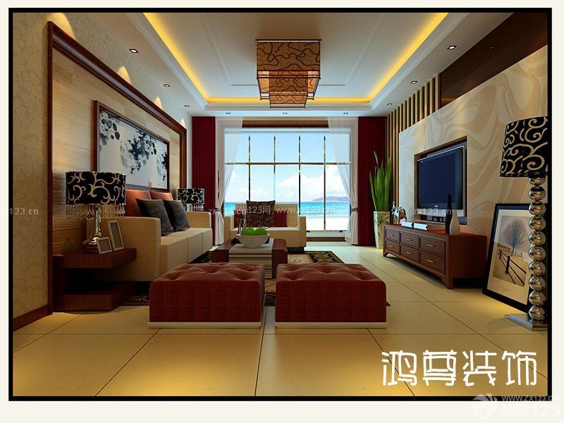 新中式风格 新房客厅装修效果图 