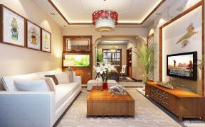 新中式风格 新房客厅装修效果图 沙发背景墙