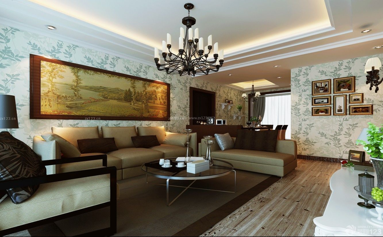 欧式家装设计时尚客厅沙发背景墙装修图
