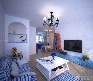 地中海风格80平米二室二厅装修样板房效果图