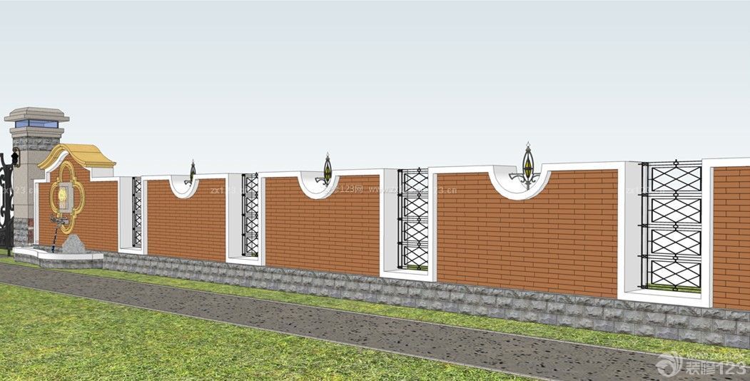 400平米別墅圍牆設計圖片_裝信通網效果圖