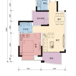 东山绿景·波拉小城B2户型图 57.85㎡